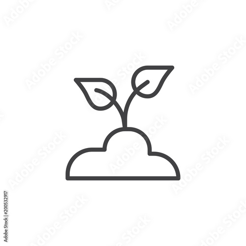 Growing sprout in soil outline icon. linear style sign for mobile concept and web design. Seedling simple line vector icon. Symbol, logo illustration. Pixel perfect vector graphics