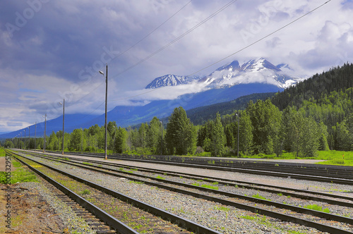 View of the empty Smithers railway station. British Columbia. Canada.
