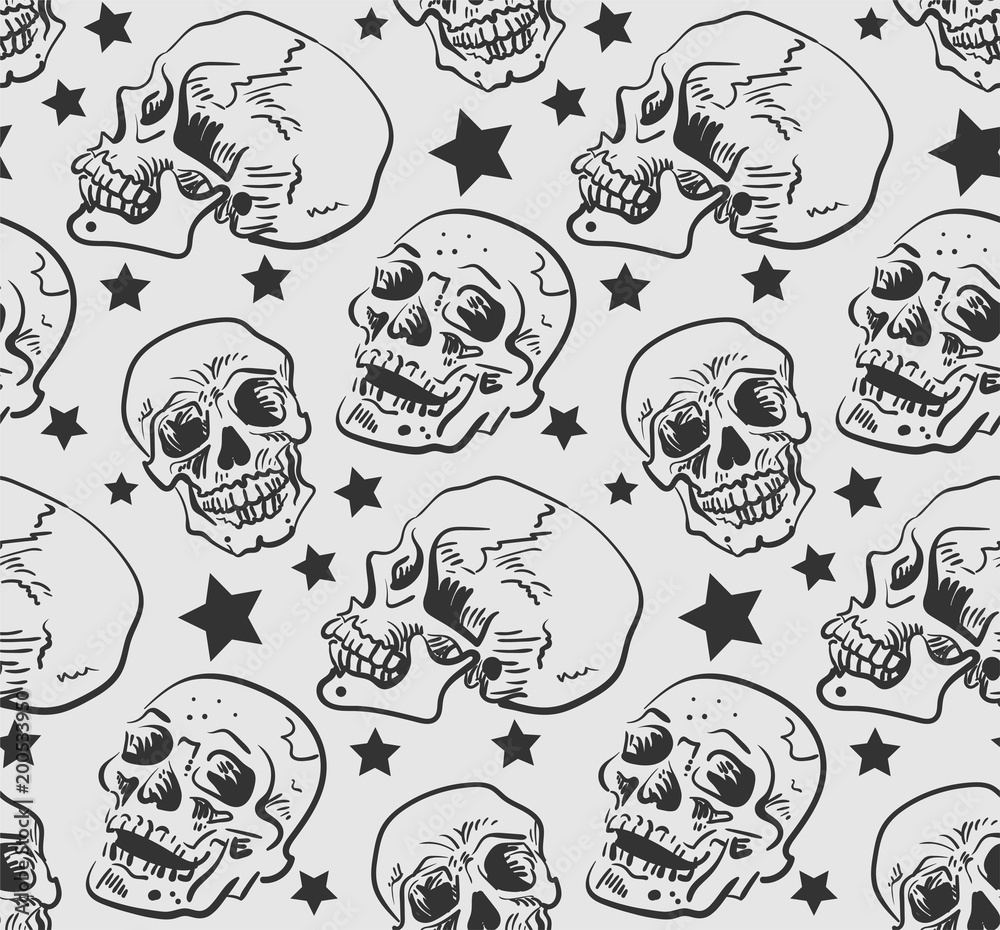 Obraz premium Seamless pattern with skulls Vector illustration for your design