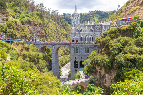 Sanctuary of Las Lajas panoramic view Ipiales Colombia