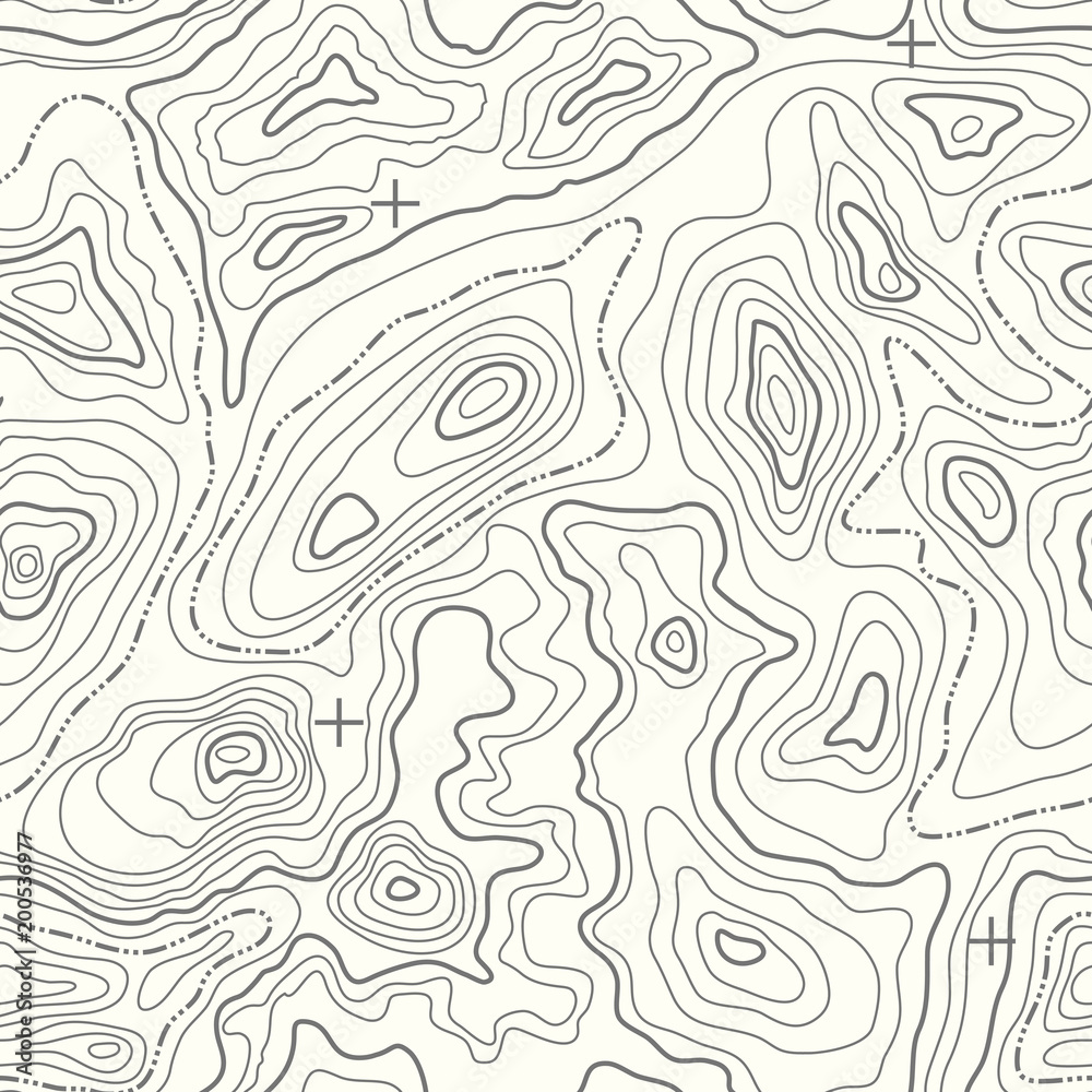 Seamless Vector Topographic Map Pattern. Contour topographic seamless  vector map Stock Vector
