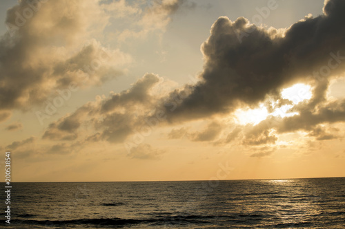 Sunrise on the sea in the beautiful sky  