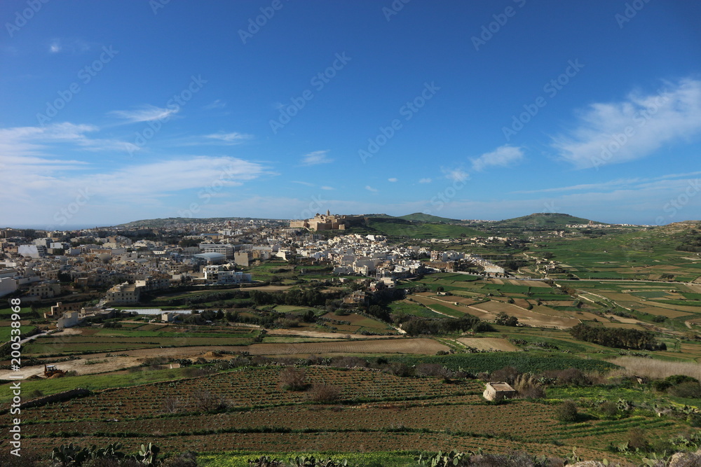 Panoramic view of the citadella and the city of Victoria (Rabat), Gozo, Malta Panoramic view of the citadella and the city of Victoria (Rabat), Gozo, Malta