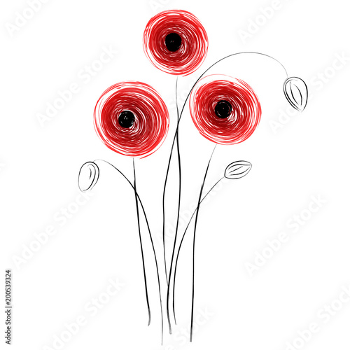 Fototapeta Naklejka Na Ścianę i Meble -  Red poppies concept