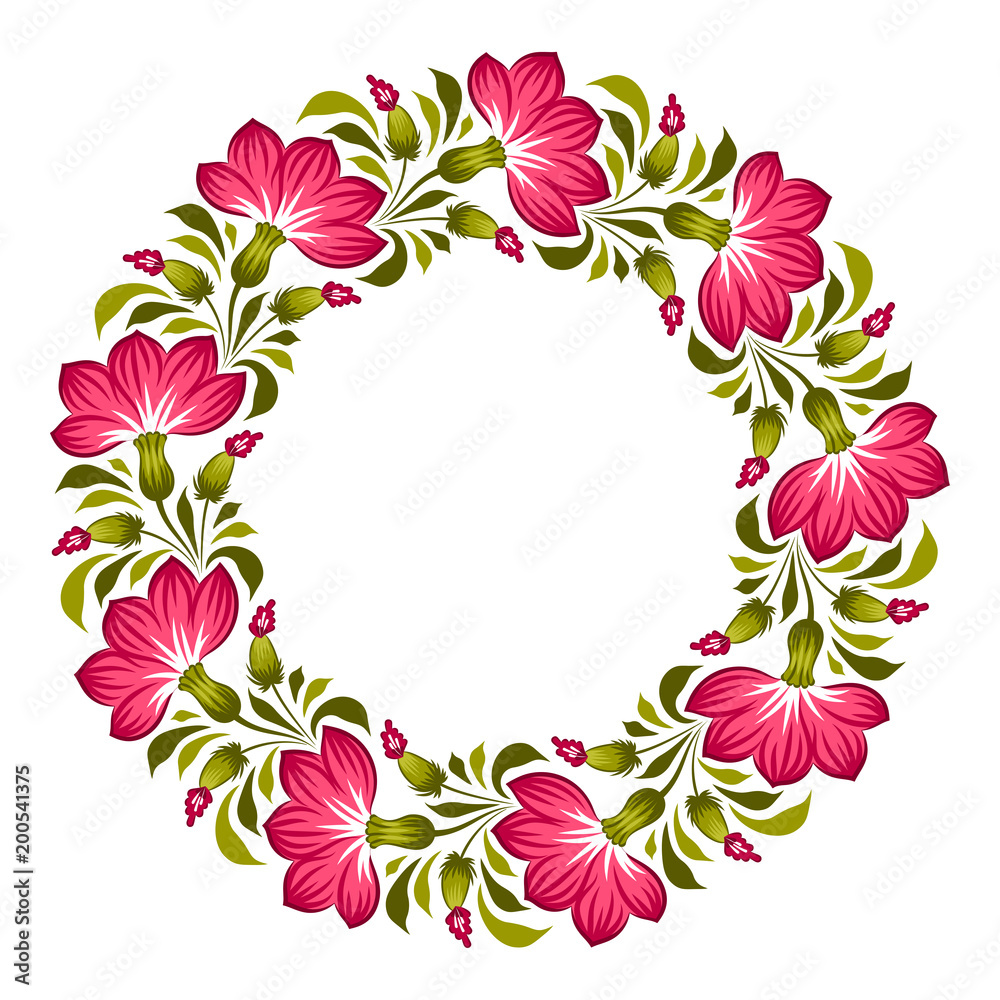 Obraz premium Floral background in ukrainian national style. Petrykivka painting. Vector Illustration