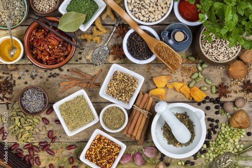 Fototapeta Naklejka Na Ścianę i Meble -  Herbs and Spices - Cooking Ingredients