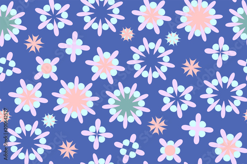 Cute seamless pattern in retro style. Round shapes, vector illustration. Textile design, wrapping paper.