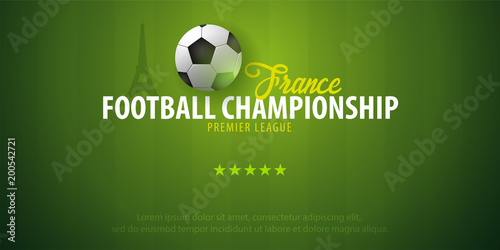 Football or Soccer design banner. France Football championship. Vector ball. Vector illustration