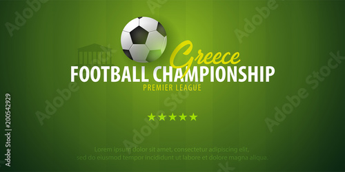 Football or Soccer design banner. Greece Football championship. Vector ball. Vector illustration © leo_d