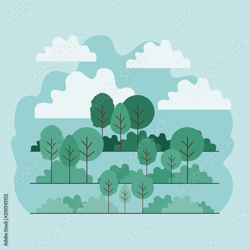 forest landscape scene icon