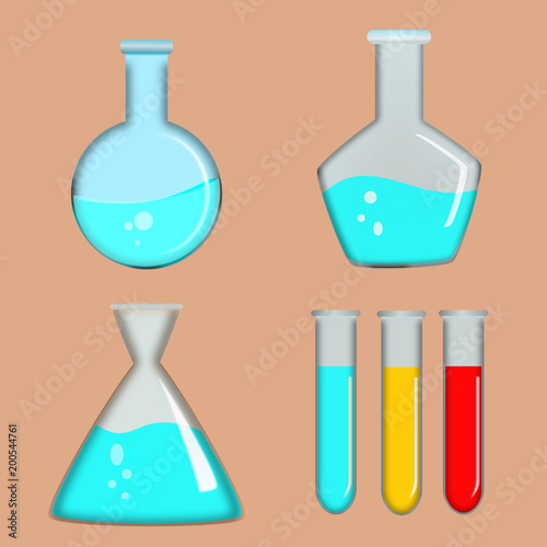laboratory test tube glassware set. Vector illustration