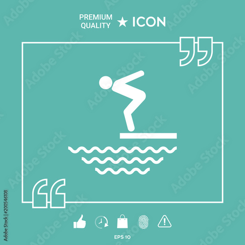 Swimmer on a springboard, Jumping into the water - icon