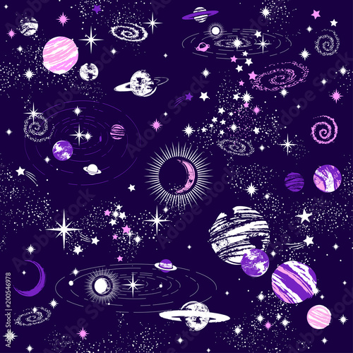 Galaxy constilation seamless pattern print