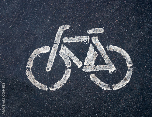 The texture of the bicycle path. Road sign