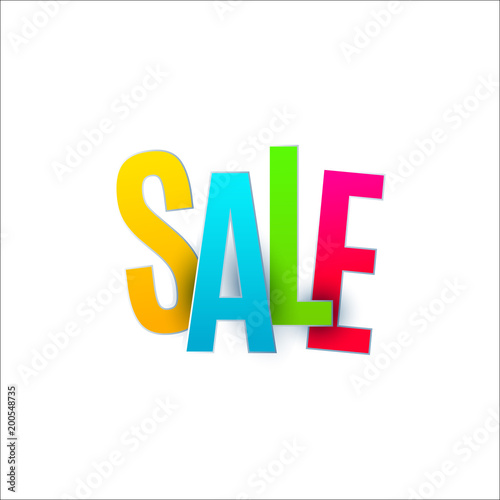 Sale banner template design. Special offer, colourful letters for shopping, mall, trade, retail. Typography