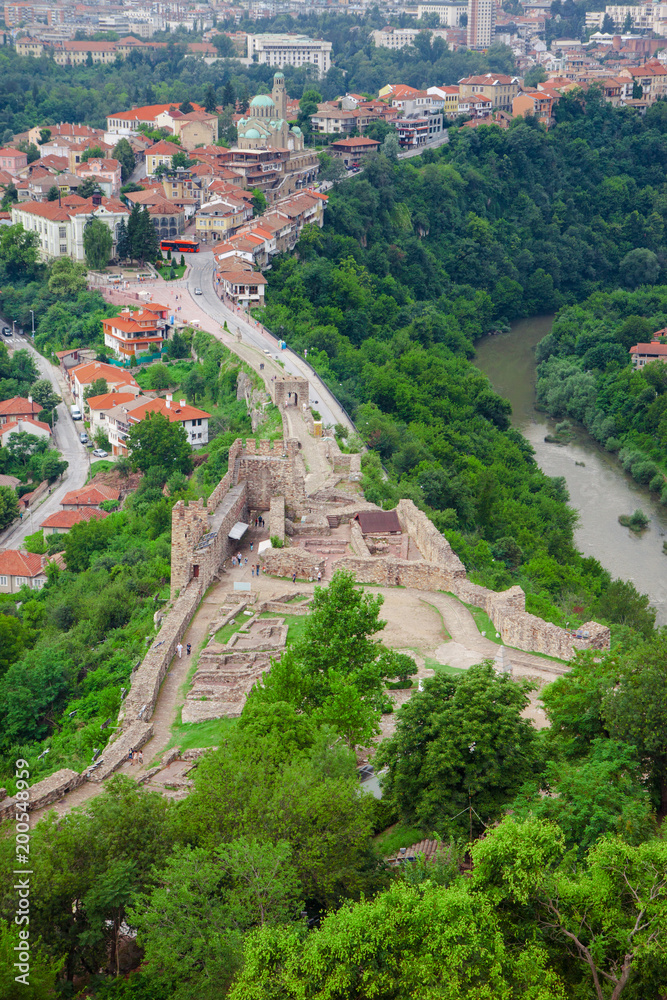 View from the fortress Tsarevets in Veliko Tarnovo on a cloudy summer day