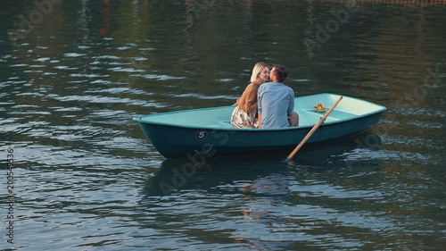 Romantic couple on the lake