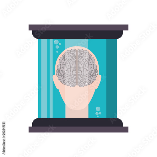 futuristic glass bottle with brain electric