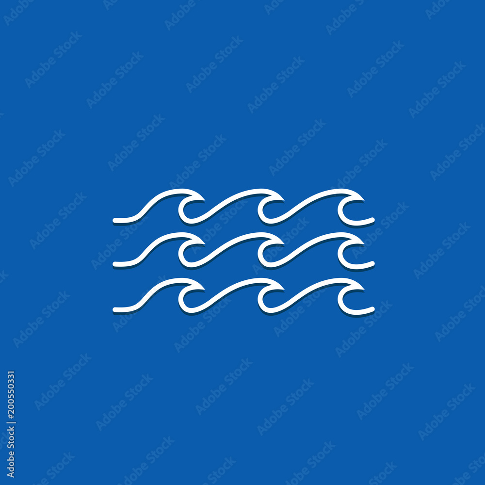 Logo blue spiral waves ocean beach swirl watercolor vector Stock Vector