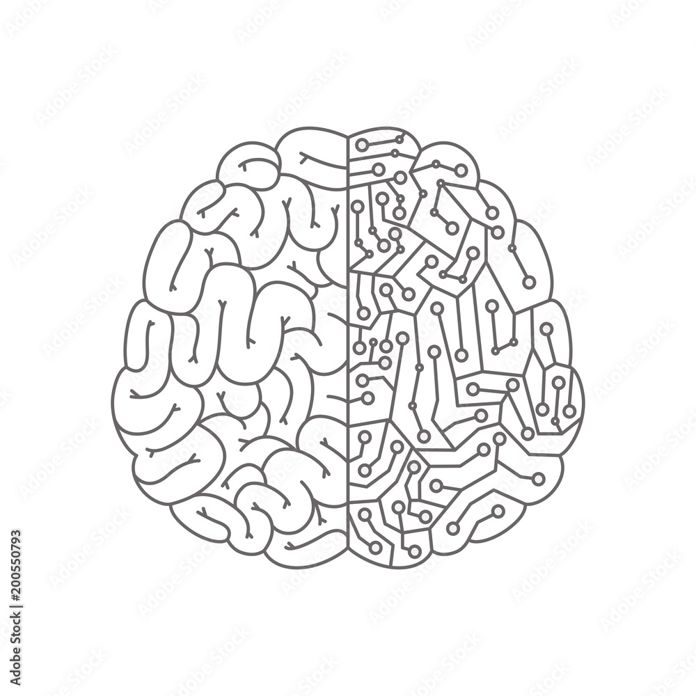 brain with circuit electric icon brain with circuit electric icon