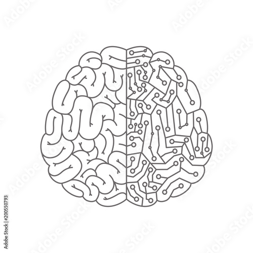 brain with circuit electric icon