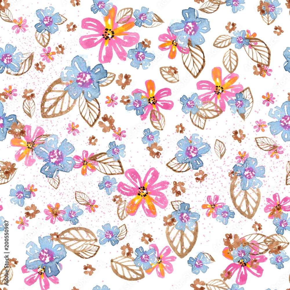Obraz premium Watercolor floral seamless pattern