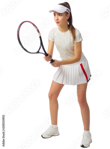 Girl tennis player isolated © Boris Riaposov
