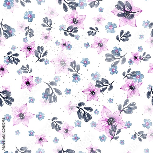 Watercolor floral seamless pattern