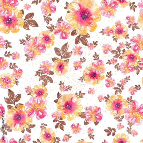 Watercolor floral seamless pattern