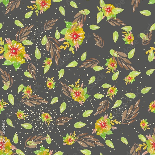 Watercolor floral seamless pattern