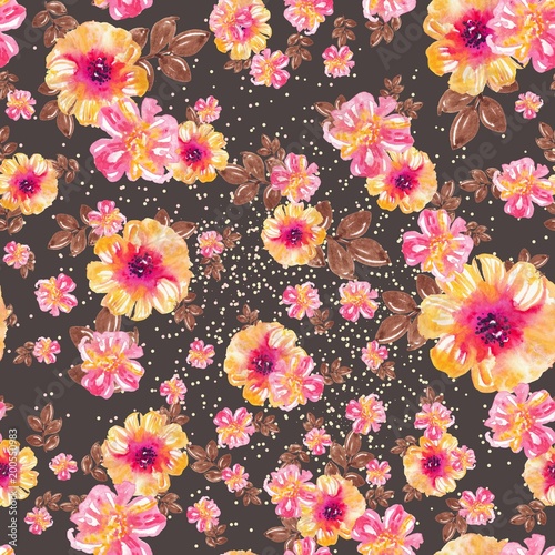 Watercolor floral seamless pattern