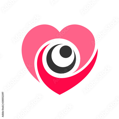 Eye Heart Logo, Creative Logo Template Combination Heart + Eyeball