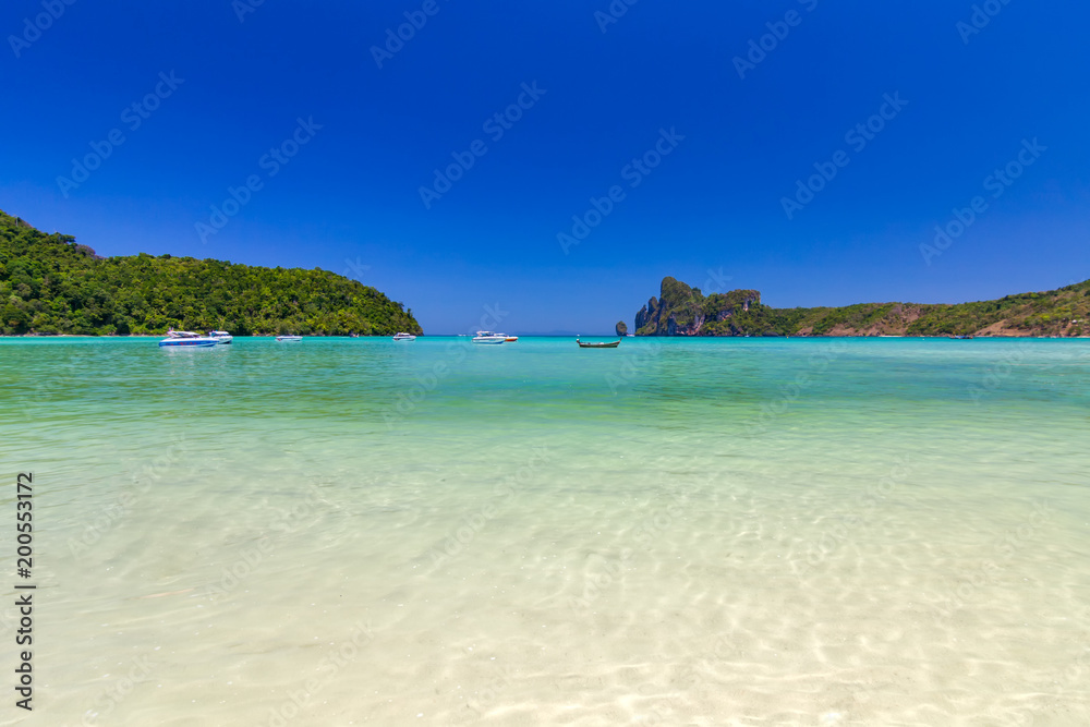 Beautiful White sand beach at Phi Phi Island , Krabi , Thailand Beautiful White sand beach at Phi Phi Island , Krabi , Thailand