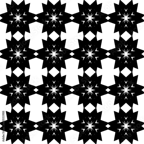 Seamless decorative pattern with a flowers in a black - white colors