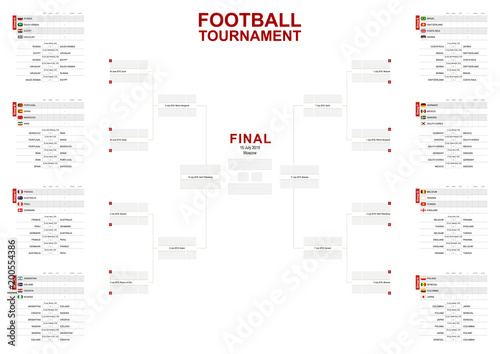 Vector match schedule of football tournament, all matches time and place. Size A2 ready for print.