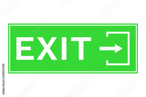 Green EXIT door sign. Vector.
