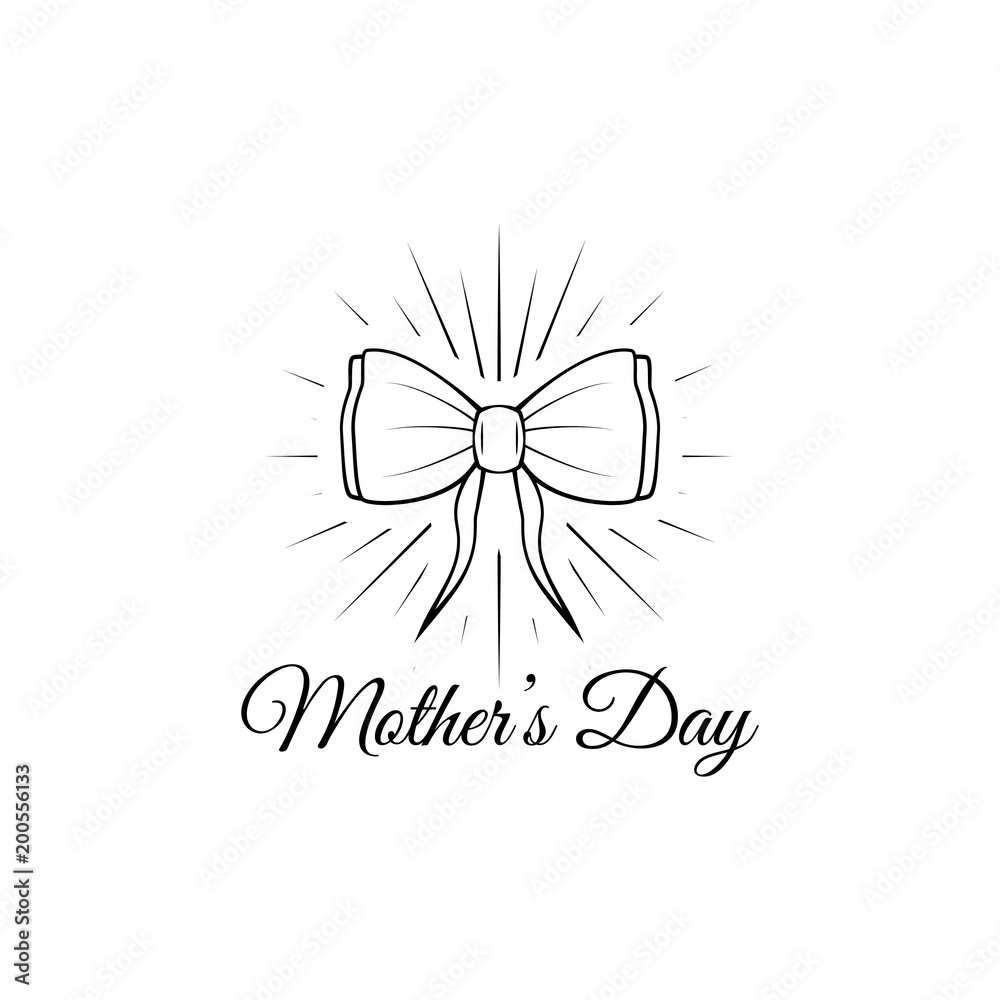 Fototapeta premium Mother s day card with bow and ribbon. illustration. Happy mother s day text.