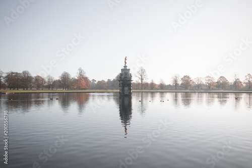 Diana fountain  early morning autumn scene at bushy park in London