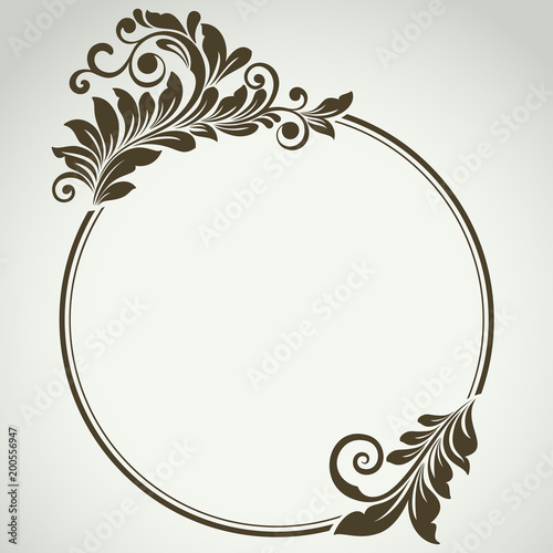 Vintage color round floral frame