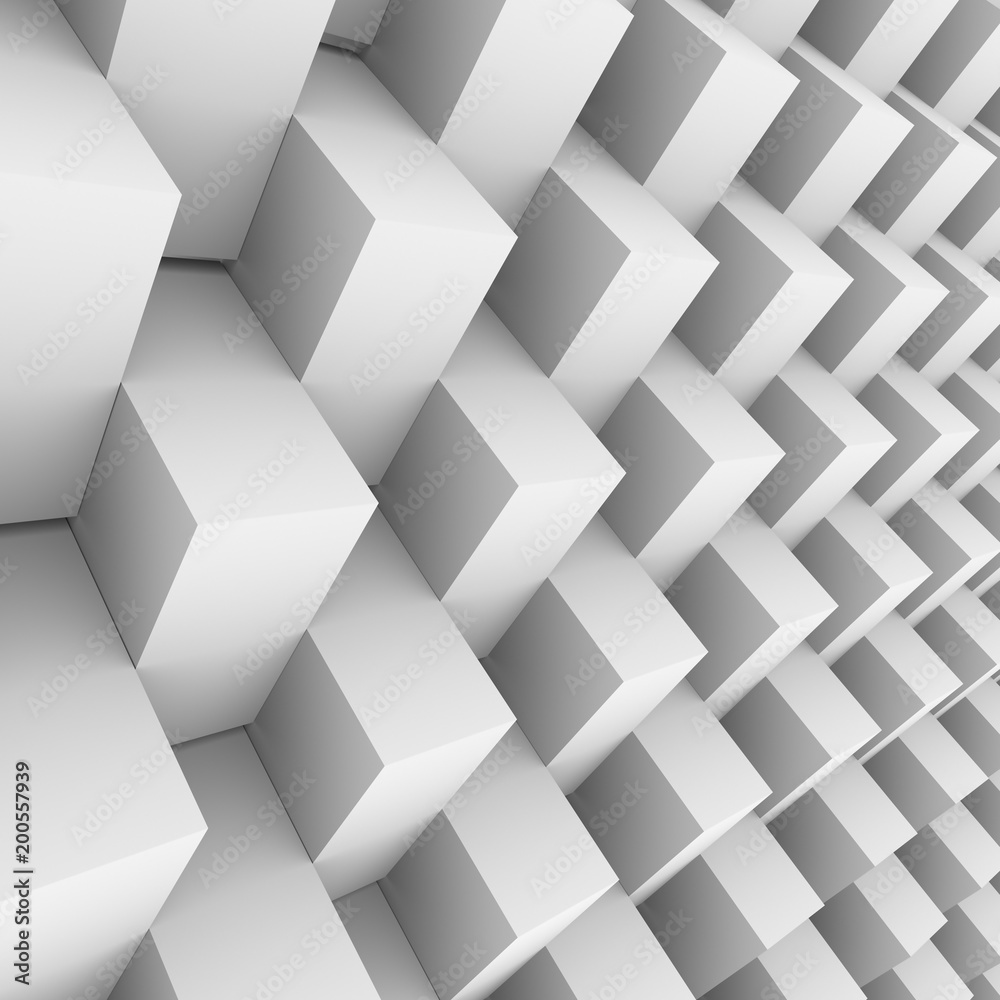 White rotated 3D blocks wall White rotated 3D blocks wall