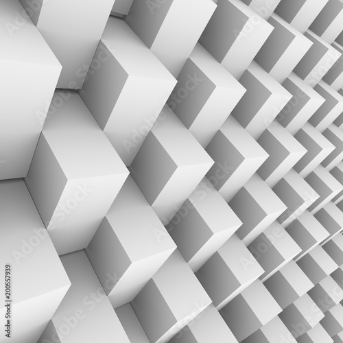 White rotated 3D blocks wall