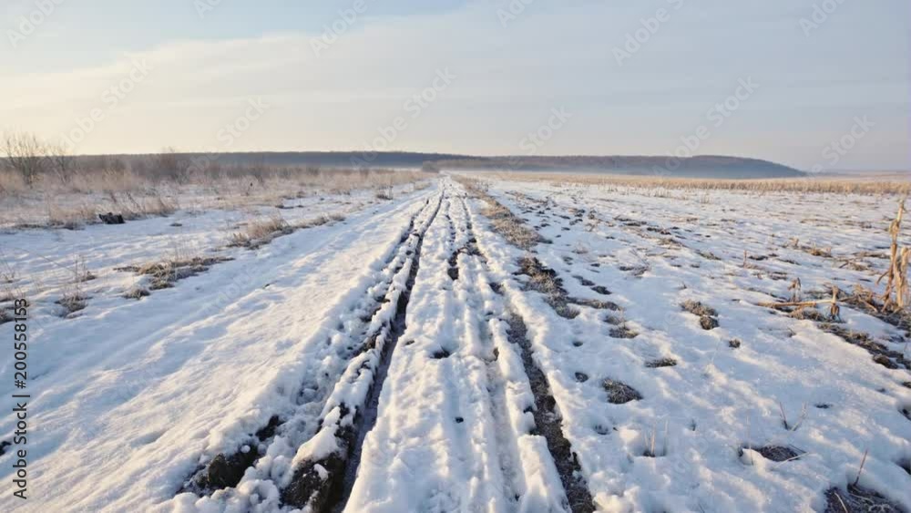 Snowy endless fields in spring sunlight Snowy endless fields in spring sunlight