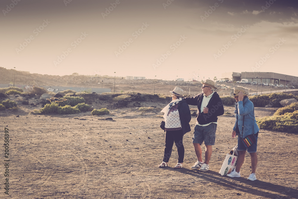 three aged people outdoor