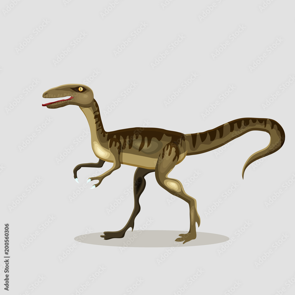 Obraz premium Vector cartoon illustration of a dinosaur. Velociraptor.