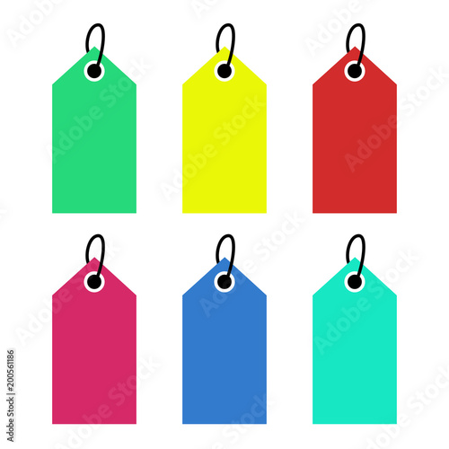 Set of various color price tags vector illustration