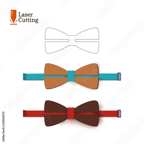 Laser cut bow-tie template. Vector silhouette for cutting a bow tie on a lathe made of wood, metal, plastic. The idea of design of a stylish accessory