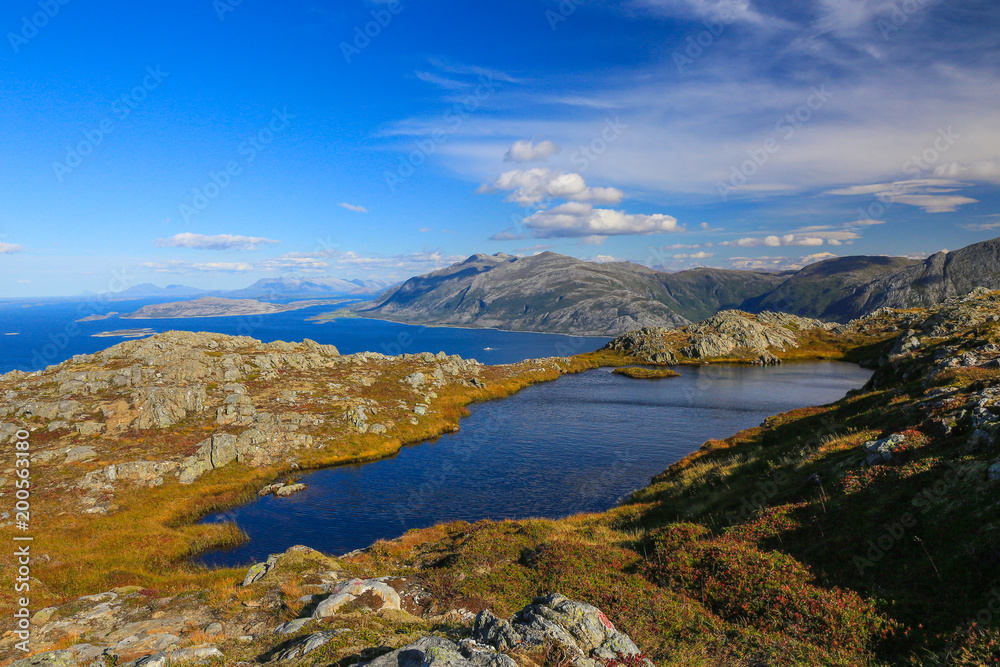 View from mountain mosfjellet in Northern Norway