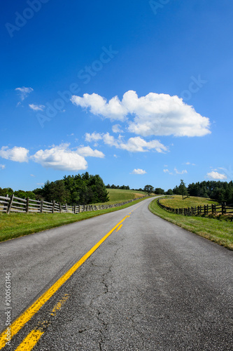 Blue Ridge parkway meadows with on a sunny day clouds