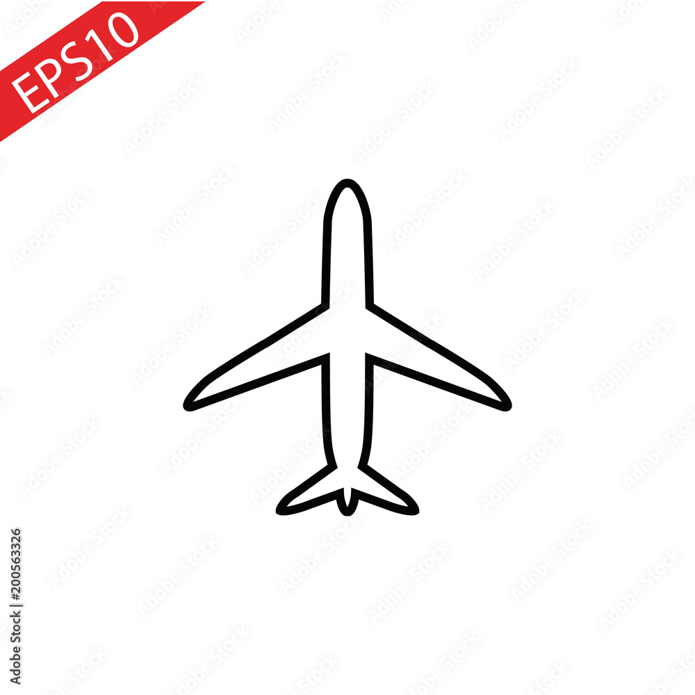 plane line icon on white background plane line icon on white background