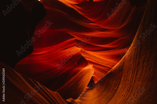 Beautiful abstract rock formations in the lower Antelope Canyon in Page Arizona, USA.